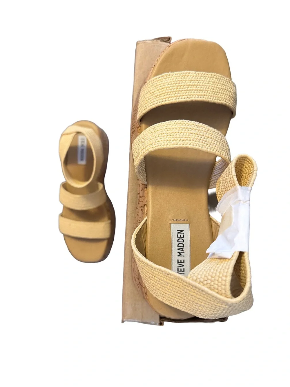 Steve Madden Women's Sashes Platform Sandals, Color: Natural, Size: 9M NWT